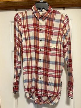 Lucky Brand Plaid Button-Up Shirt in Red and Cream